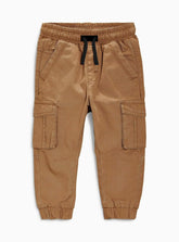 Boys Flap Pockets Brown Cargo Pants